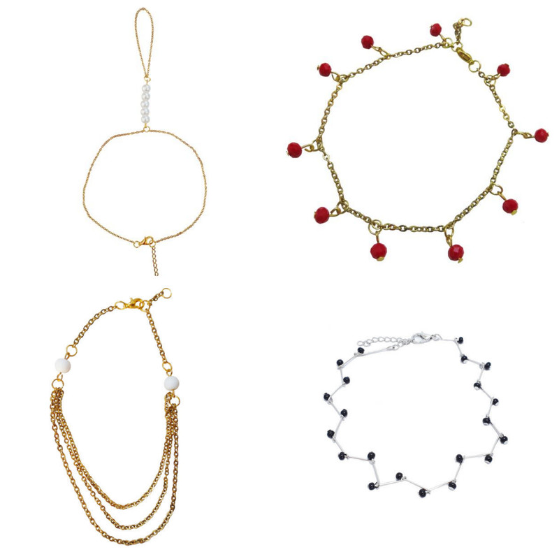 پابند زنانه مدل آویز مجموعه 4 عددی پابند زنانه مدل آویز مجموعه 4 عددی