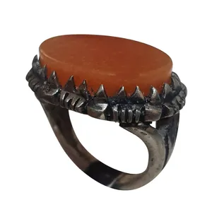 انگشتر نقره مردانه مدل مرجان دریایی فسیلی MDF214184