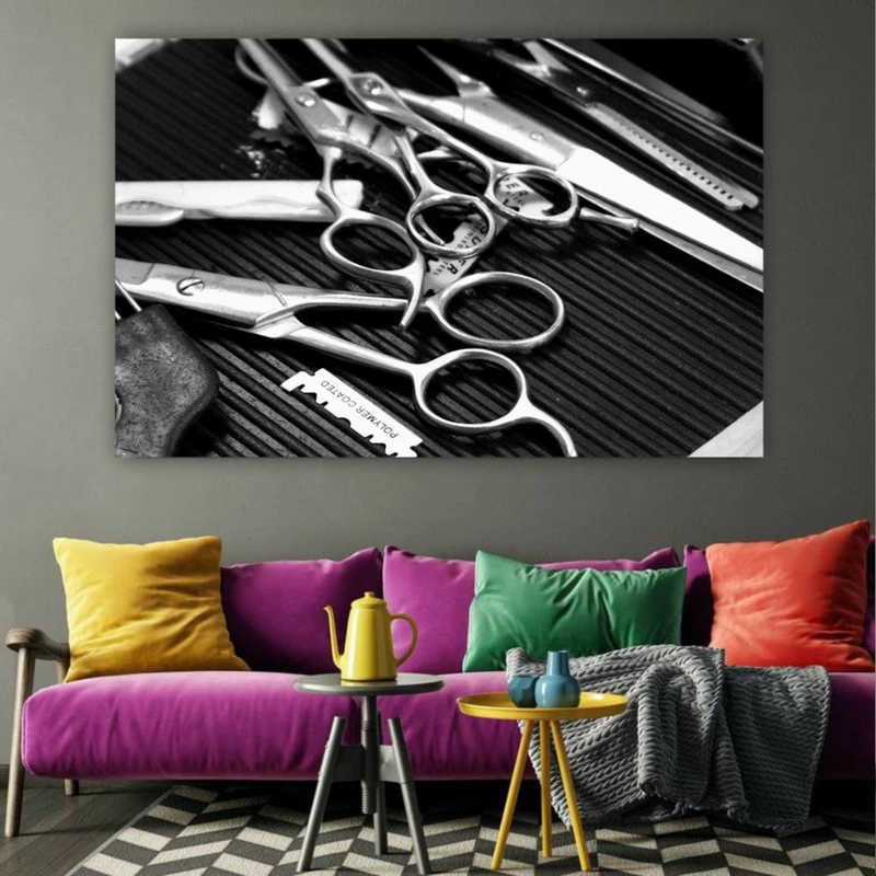 تابلو بوم طرح مخمل مدل آرایشگاه مردانه کد BK1133