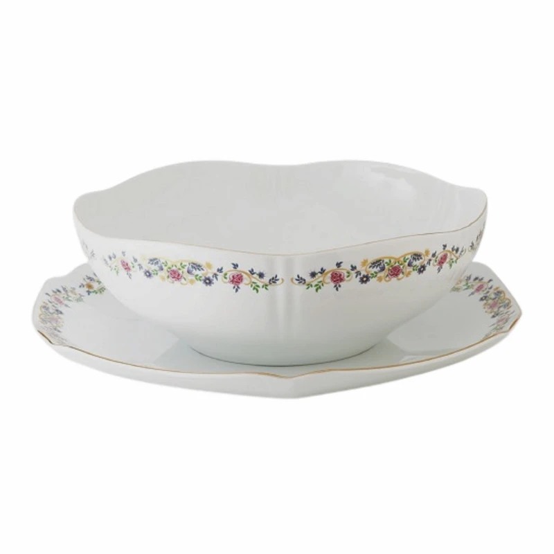 ست کاسه و بشقاب چینی زرین ایران مدل گل گلستان درجه یک