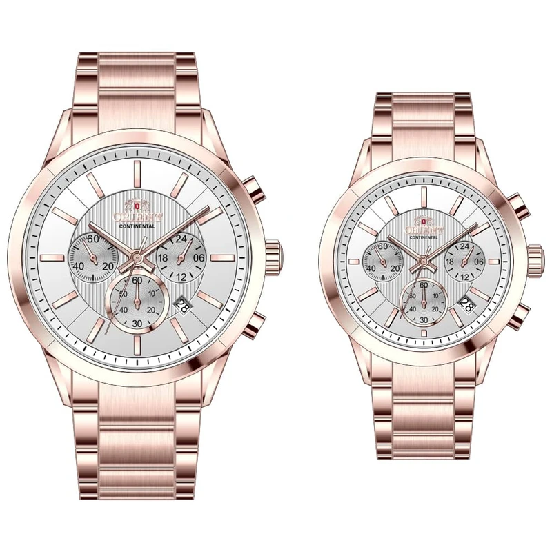 ست ساعت مچی عقربه‌ای کوارتز زنانه و مردانه اورینت کانتیننتال مدل 0106-8