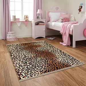 فرش پارچه ای مدل ترمزدار طرح پلنگی کد 11316