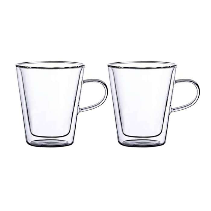 لیوان بلک استون مدل دوجداره دسته دار کد DH607 بسته دو عددی