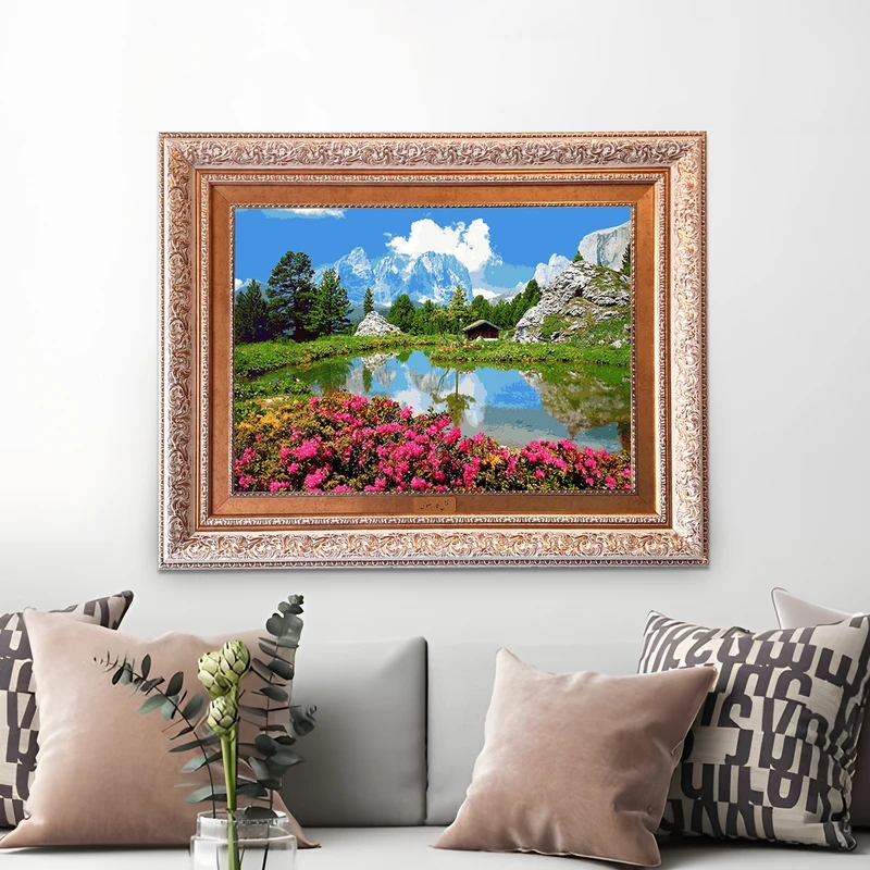 تابلو فرش ماشینی نقش نگار رضوی طرح منظره کد 1746G