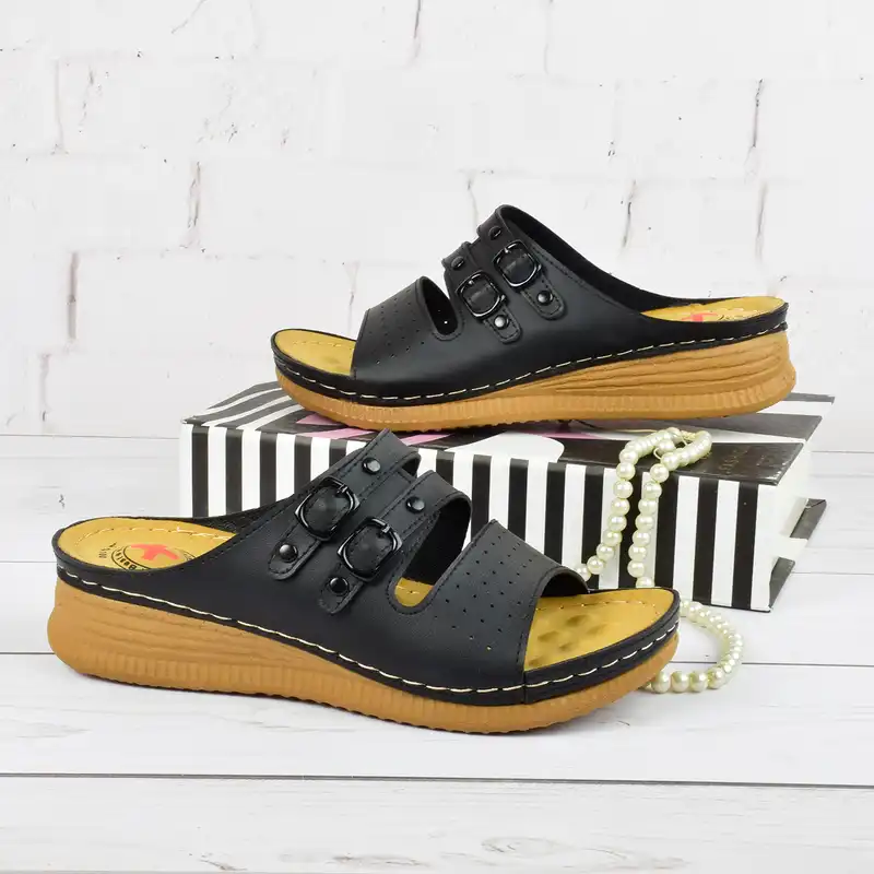 دمپایی زنانه پاپا مدل طبی دو سگک کد BK.4018