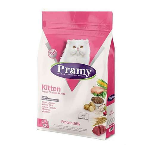 غذای خشک بچه گربه پرامی مدل kitten وزن 15کیلوگرم