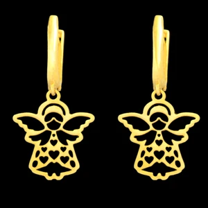 گوشواره طلا 18 عیار دخترانه طلای مستجابی مدل فرشته کد 77