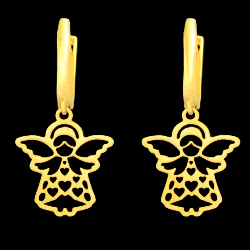 گوشواره طلا 18 عیار دخترانه طلای مستجابی مدل فرشته کد 77
