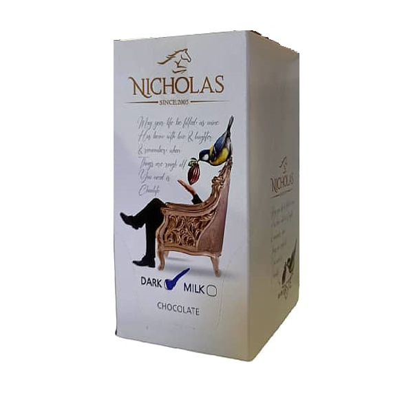 شکلات تخته ای تلخ نیکولاس - 80گرم بسته 12 عددی