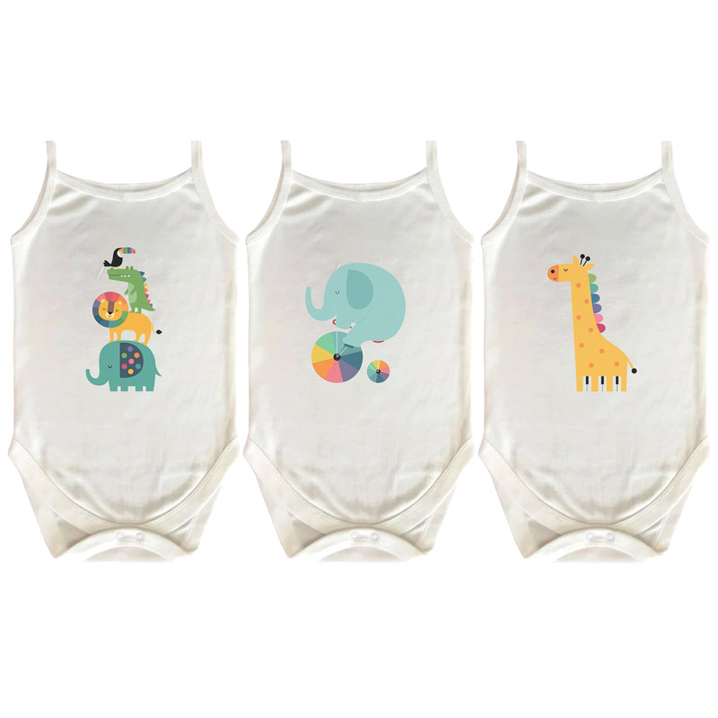 بادی بدون آستین نوزادی نیل کوک مدل Colorful Safari مجموعه 3 عددی