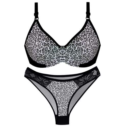 ست شورت و سوتین زنانه کارنا رز مدل پلنگی کد 3379 رنگ طوسی