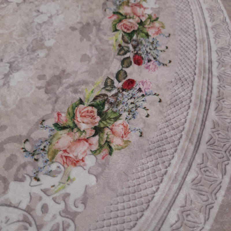 فرش پارچه ای مدل ترمزدار دایره کد M1 زمینه طوسی