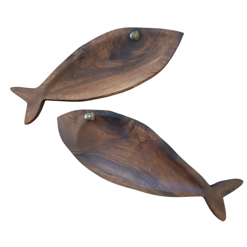 شیرینی خوری چوبی مدل ماهی بسته 2 عددی