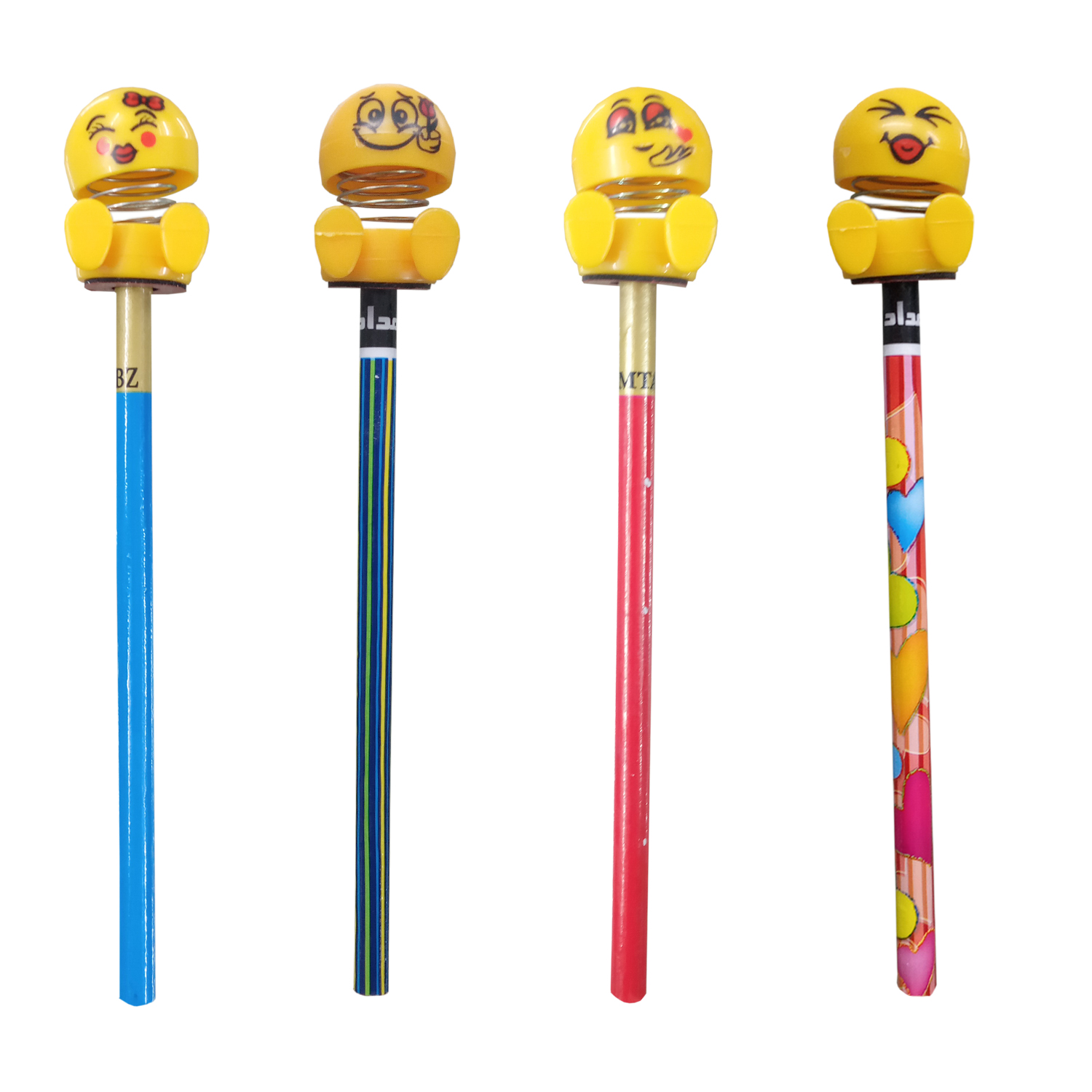 مداد مشکی مدل emoji مجموعه 4 عددی به همراه سر مدادی