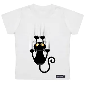 تی شرت آستین کوتاه دخترانه 27 مدل Black Cat Kitten کد MH922