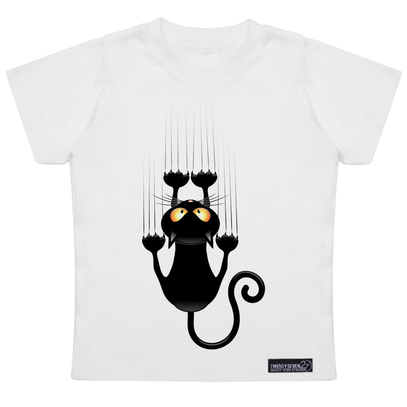 تی شرت آستین کوتاه دخترانه 27 مدل Black Cat Kitten کد MH922