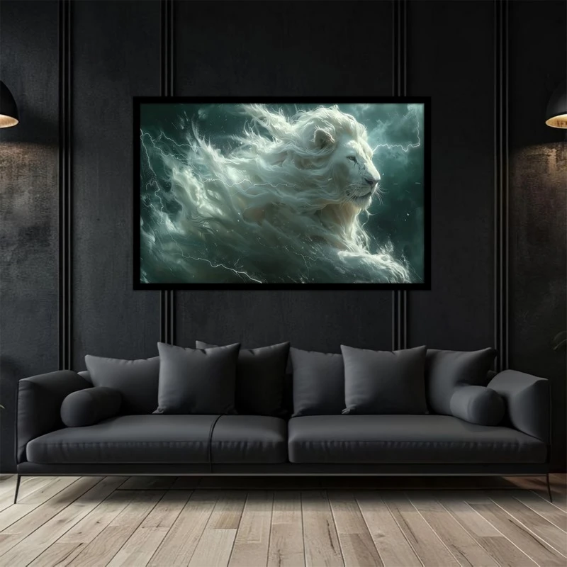 تابلو بکلیت طرح هنری دکوراتیو شیر سفید مدل B-bu5321