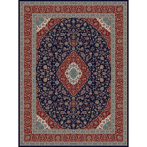 فرش ماشینی ساوین طرح کاشان کد 4510 زمینه سرمه ای