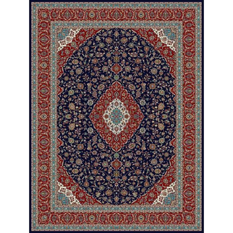 فرش ماشینی ساوین طرح کاشان کد 4510 زمینه سرمه ای
