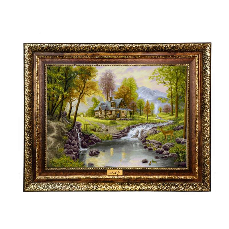 تابلو فرش ماشینی نقش نگار رضوی طرح منظره کد 1852KH