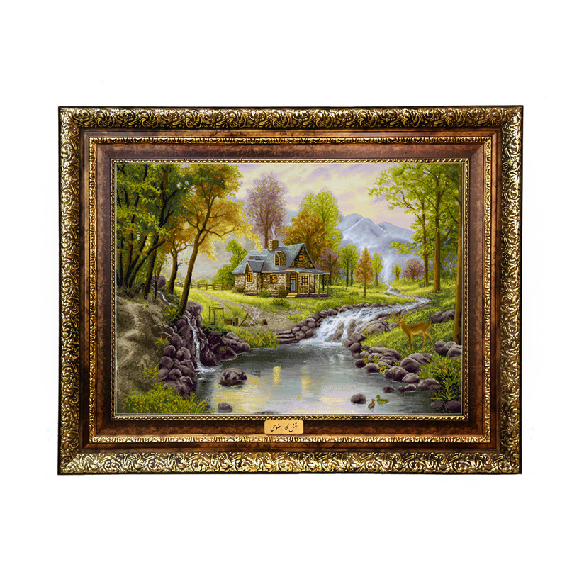 تابلو فرش ماشینی نقش نگار رضوی طرح منظره کد 1852KH