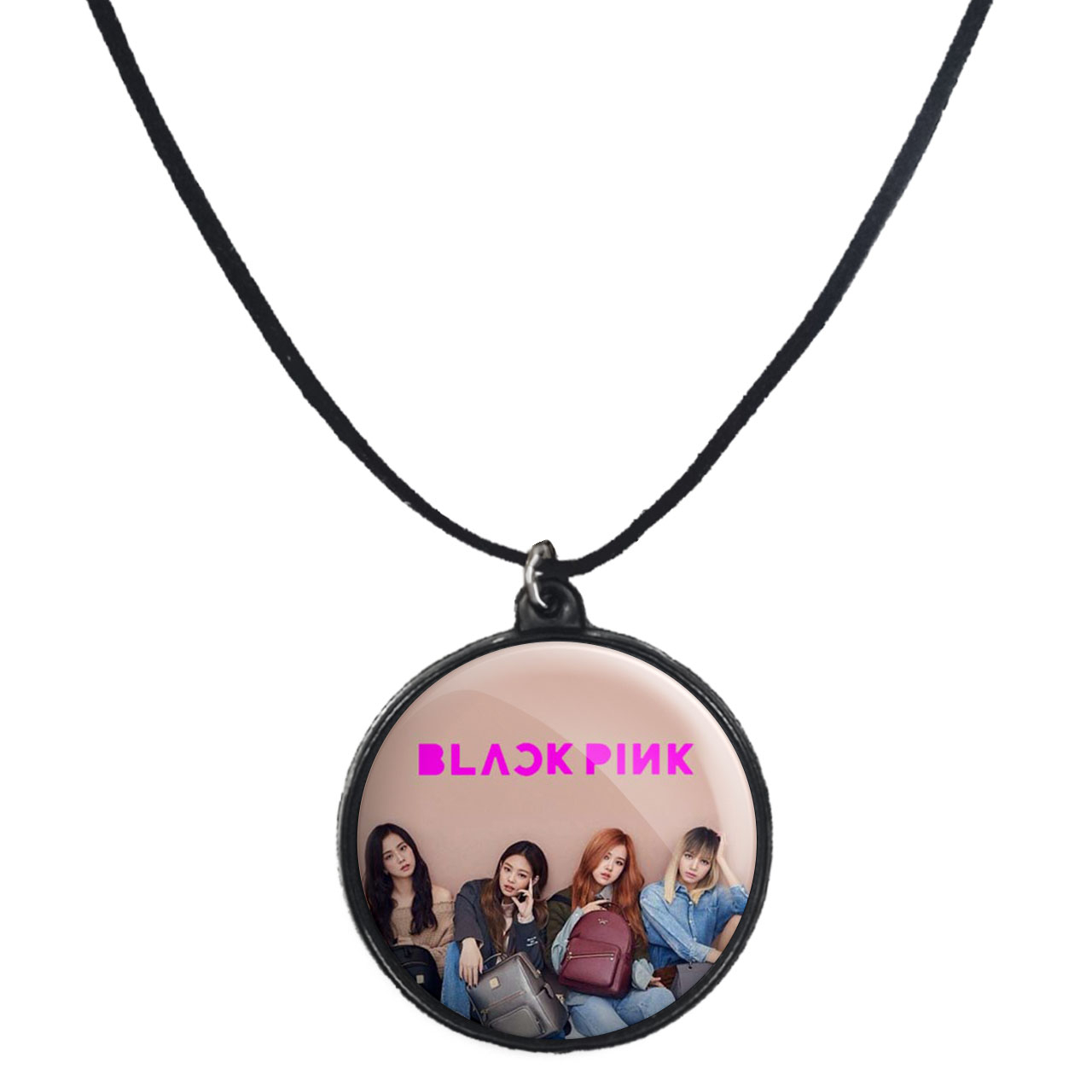 گردنبند پرمانه طرح بلک پینک کد pmb.772 مدل دو طرفه