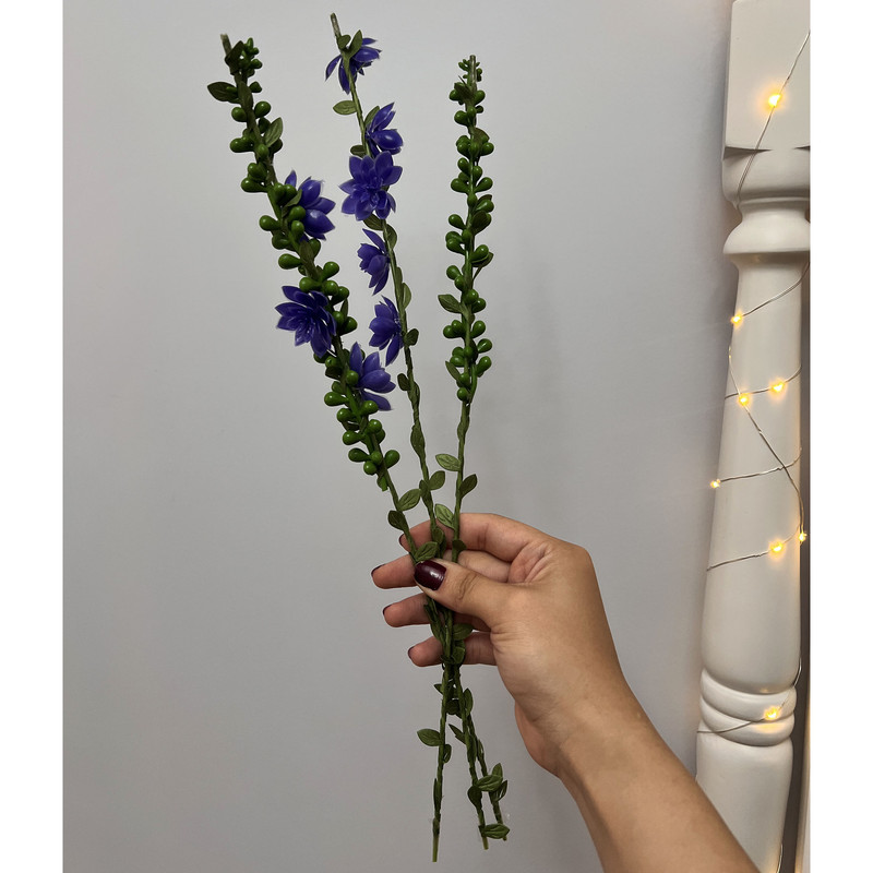 گل مصنوعی مدل شاخه ای گل و غنچه مجموعه 3 عددی