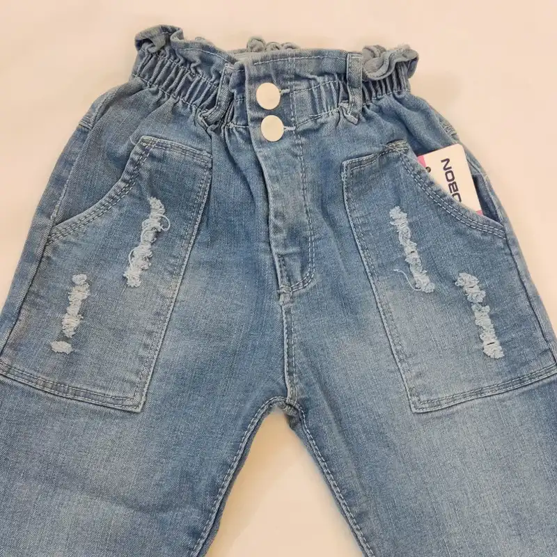 شلوار جین دخترانه مدل مام استایل Bobon 7164