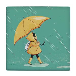 نقد و بررسی کاشی طرح دختر و روز بارانی کد wk3320 توسط خریداران