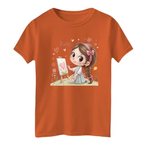 تی شرت آستین کوتاه بچگانه مدل دخترک کد 14 رنگ نارنجی