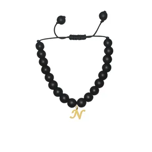 دستبند مهره ای زنانه هایکا مدل حرف N کد bd.h 271