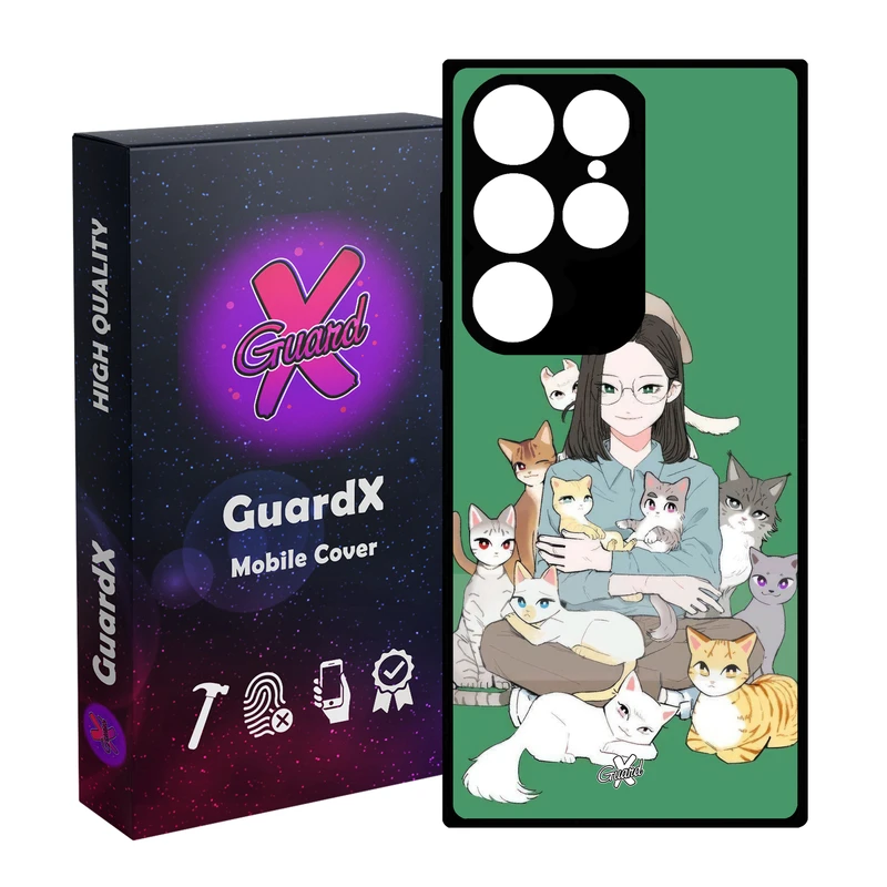 کاور گارد ایکس طرح زن و گربه مدل Glass10676 مناسب برای گوشی موبایل سامسونگ Galaxy S24 Ultra