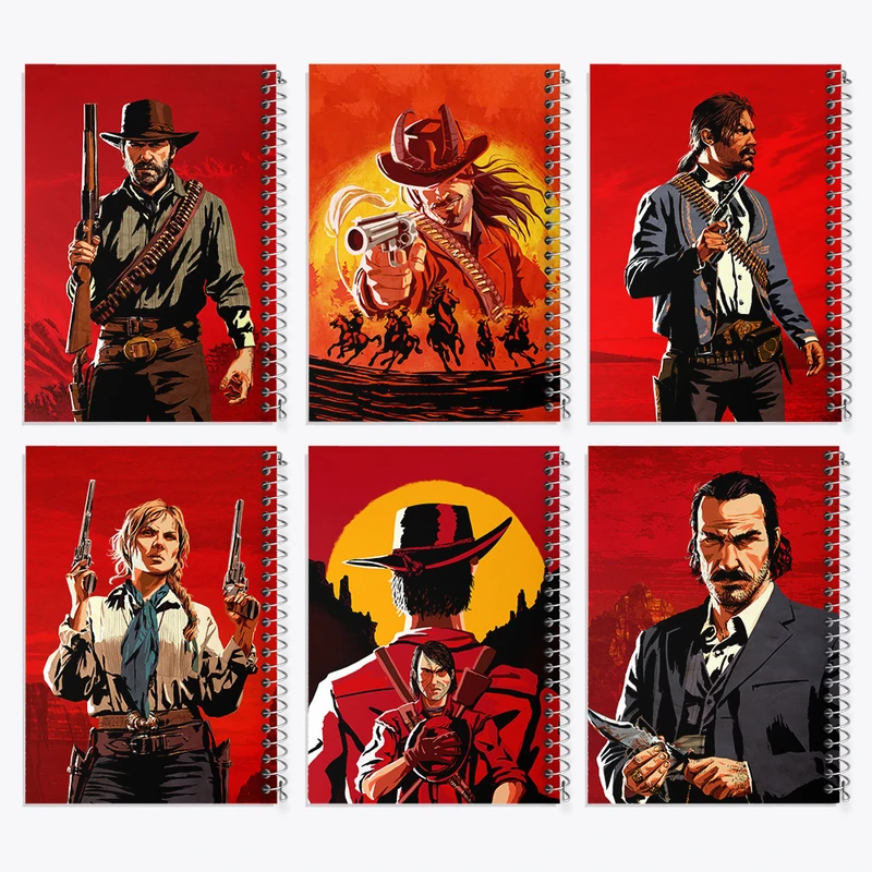 دفتر مشق 100 برگ خندالو طرح رد دد (Red Dead) کد 742 مجموعه 6 عددی