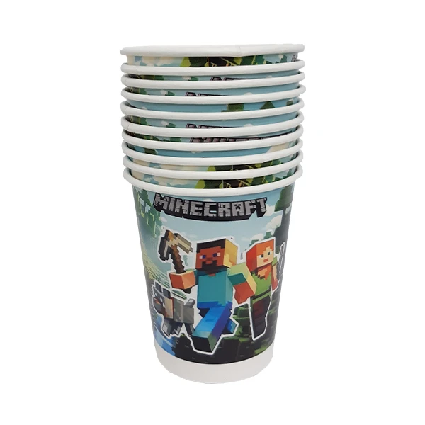 لیوان یکبار مصرف مدل ماین کرافت کد MinecraftGlass2 مجموعه 10 عددی