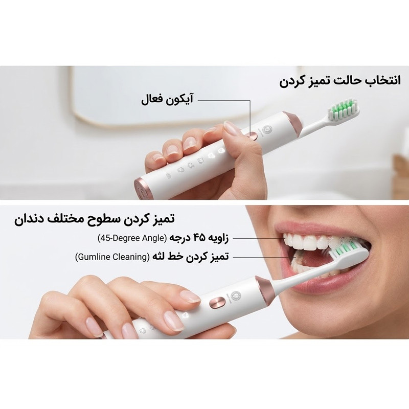 مسواک برقی گرین لاین مدل GNELETB به همراه 4 سری یدک