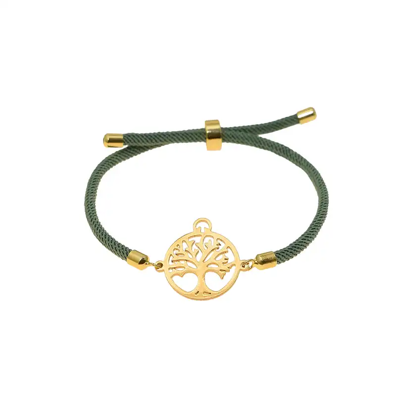 دستبند زنانه دلنار گالری مدل آسانسوری کنفی درخت زندگی و گنجشک