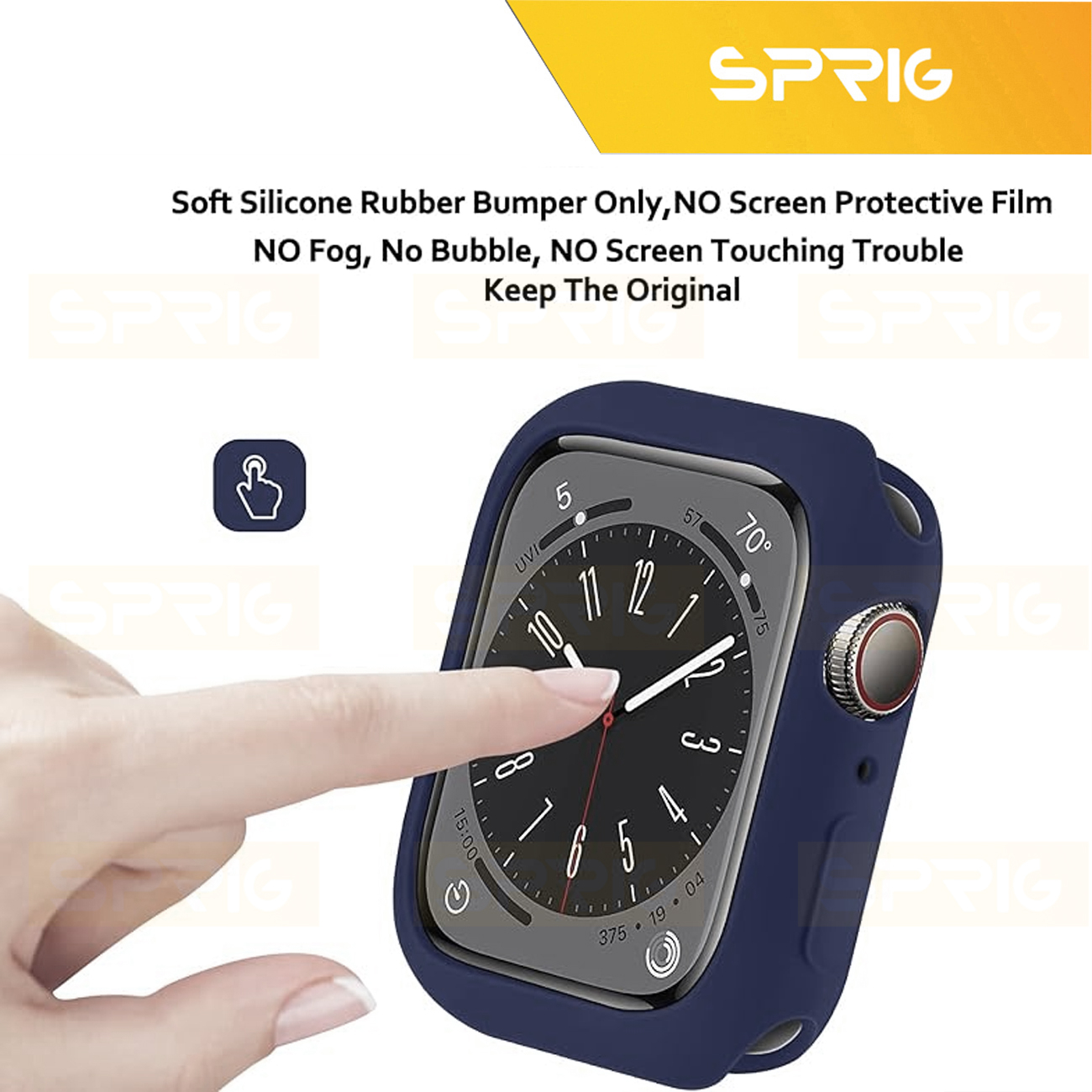 بند اسپریگ مدل Spig Protection مناسب برای اپل واچ Series 7 Aluminum 45mm / Series 8 Aluminum 45mm / Series 9 Aluminum 45mm به همراه کاور