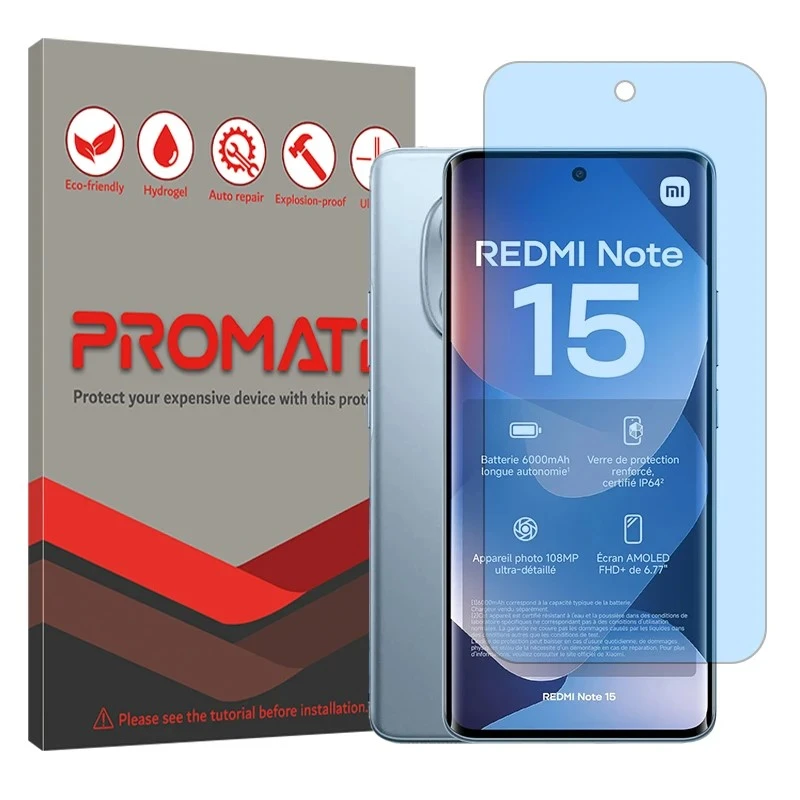 محافظ صفحه نمایش آنتی بلو پرومیت مدل هیدروژلی مناسب برای گوشی موبایل شیائومی Redmi Note 15 4G