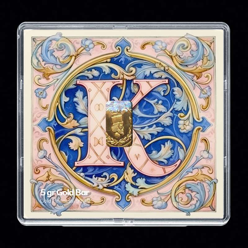 شمش طلا 24 عیار مدوپد مدل حرف K کد SH-10635