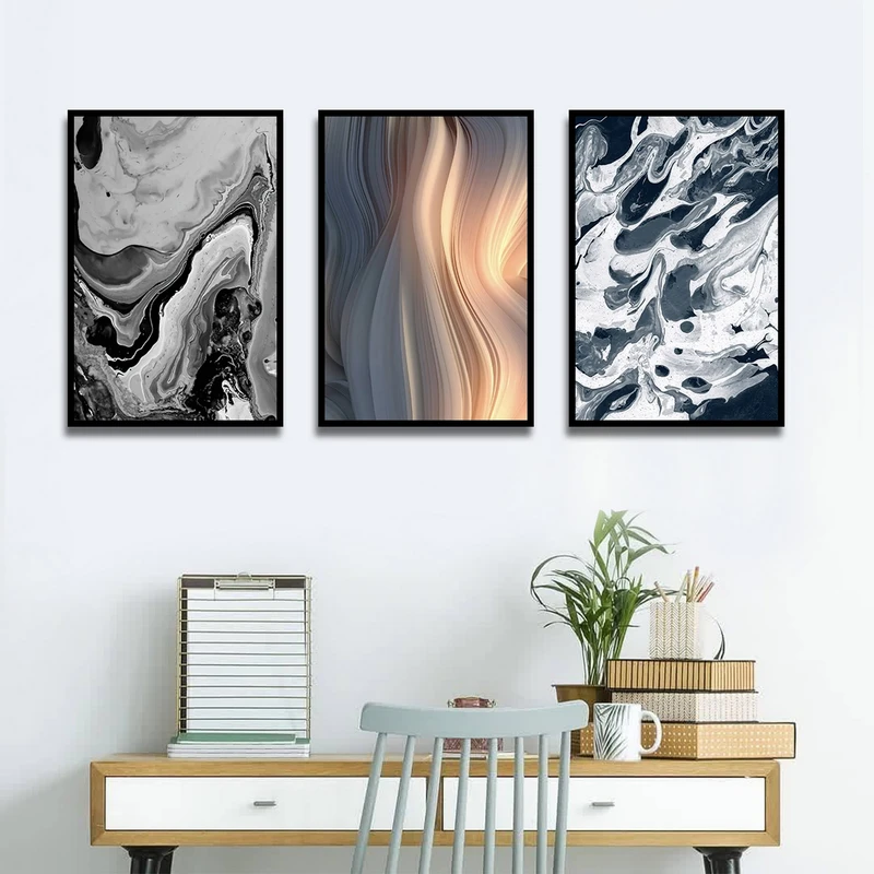 تابلو بکلیت طرح نقاشی مدرن ابرو باد مدل شاین اکلیلی B-1724 مجموعه 3 عددی