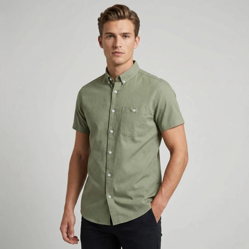 پیراهن آستین کوتاه یقه برگردان مردانه ایوانی مدل 1986037