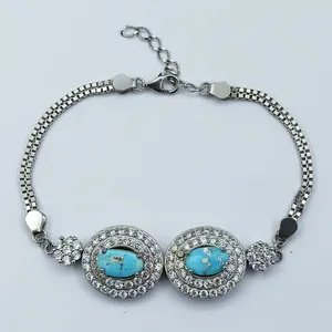 دستبند نقره زنانه سلین کالا مدل فیروزه نیشابور کد ce-Aa288