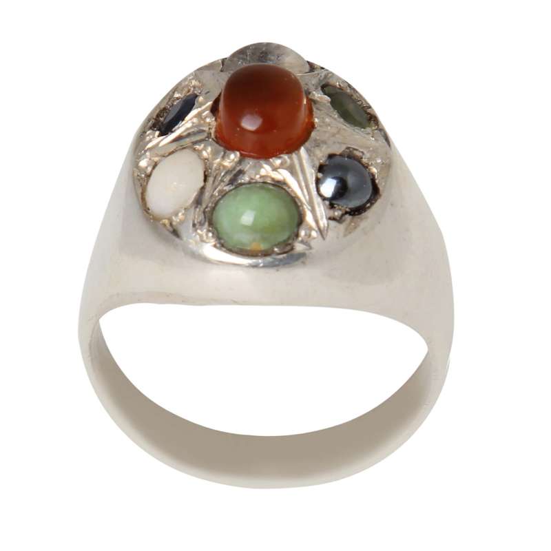 انگشتر نقره مردانه مدل هفت جواهر کد AM_2269