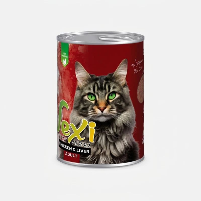کنسرو گربه پته وکسی مدل مرغ و جگر وزن 800 گرم