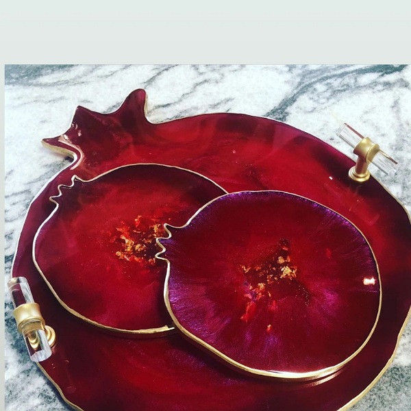 قالب رزین اپوکسی مدل زیر لیوانی طرح انار کد GH -800