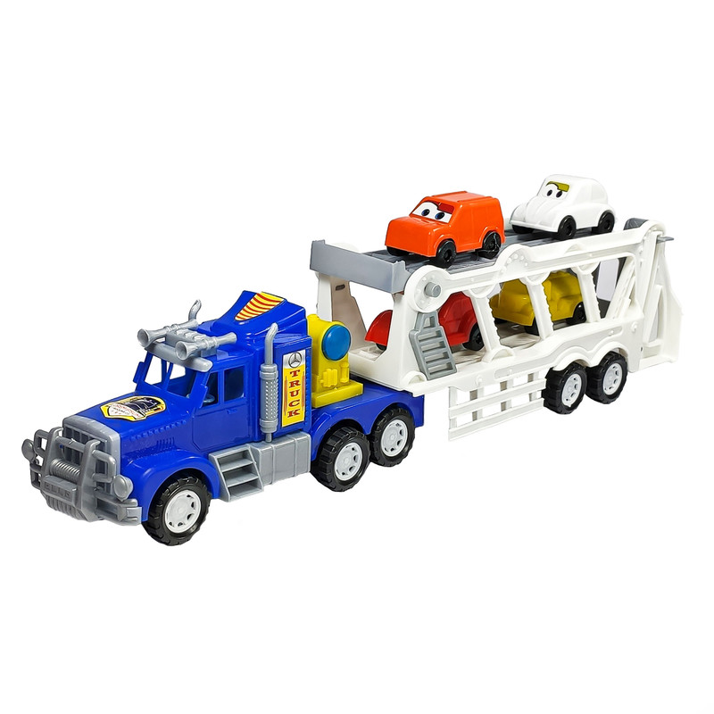 ماشین بازی مدل تریلر ماشین بر دو طبقه کد TKB-TRUCK بسته 5 عددی