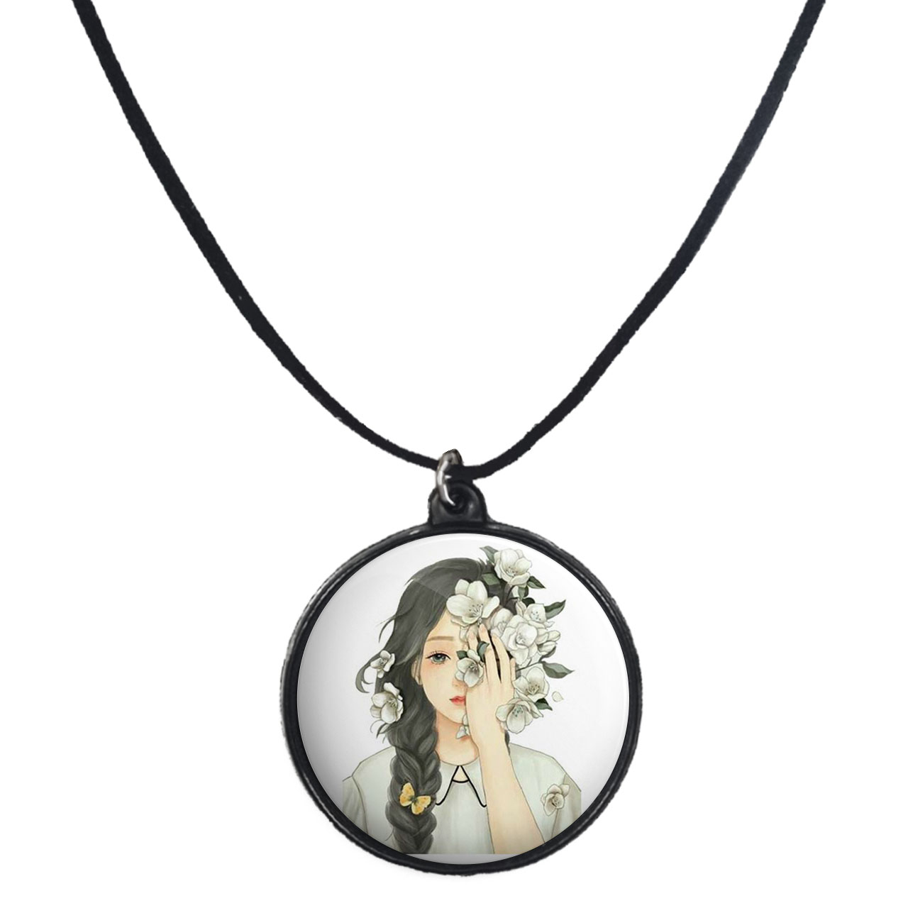 گردنبند پرمانه طرح دخترونه کد pmb.4674 مدل دو طرفه