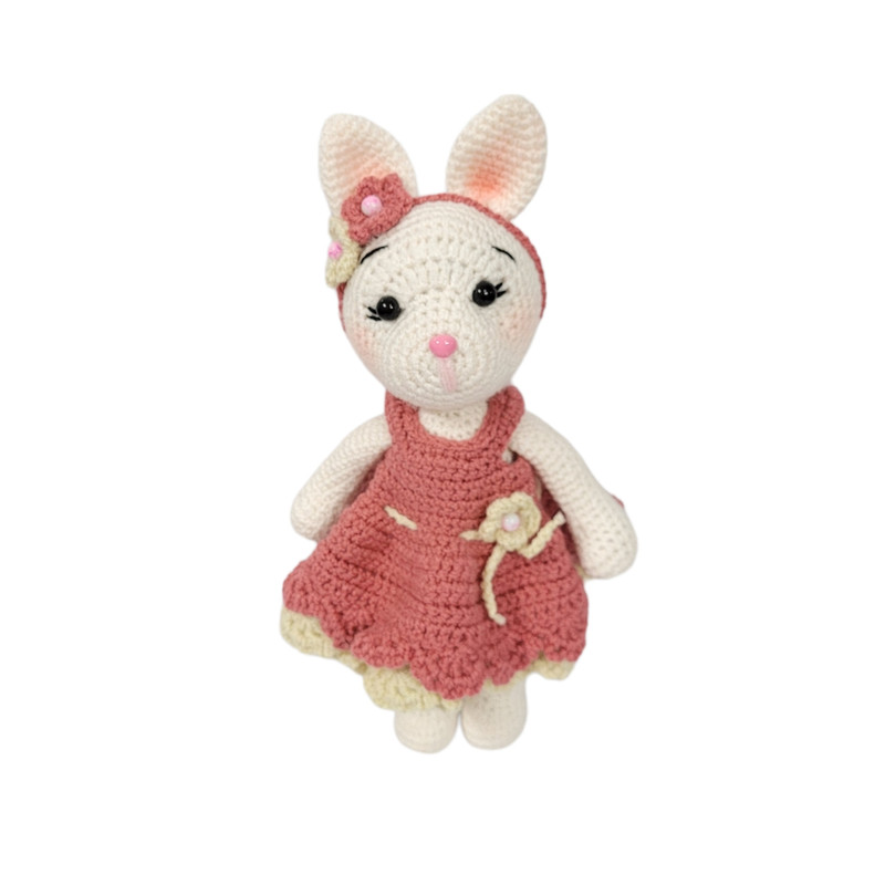 عروسک بافتنی مدل قلاب بافی طرح خرگوش کوچولو کد ROZ24