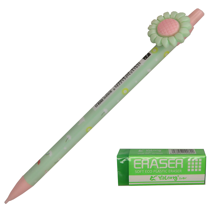 مداد نوکی 0.7 میلی متر لانتو طرح گل آفتابگردان کد SA1 به همراه پاک کن