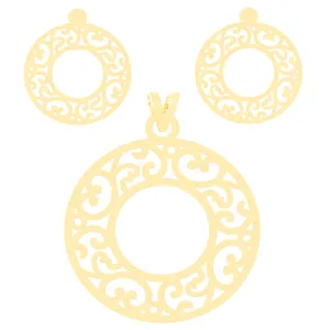 نیم ست طلا 18 عیار زنانه کرابو طرح اسلیمی مدل Kr8021